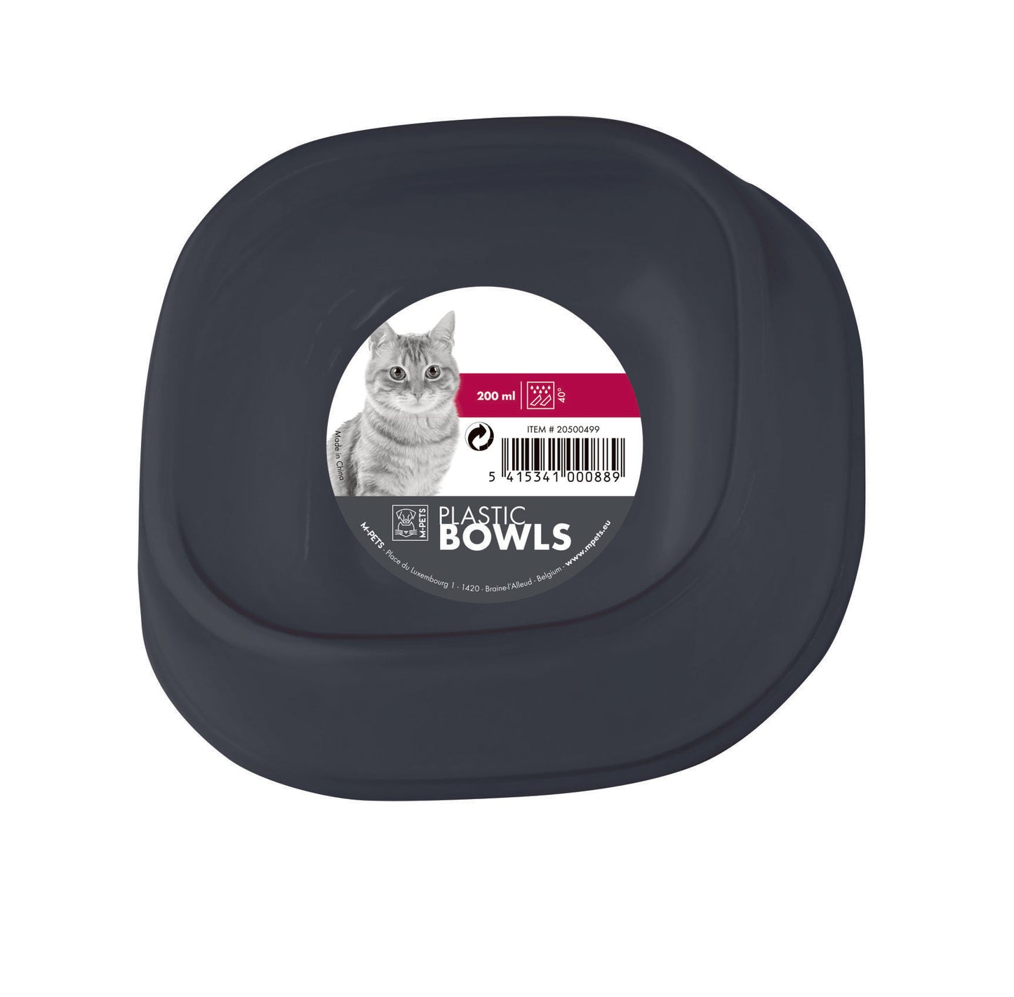 M-PETS Single Plastic Cat Bowl 200 ml, Dishwasher Safe Pet Feeding Bowl for Cats & Small Pets