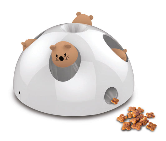 M-PETS Catch The Mouse Interactive Cat Toy with Treat Dispenser & Sound, Motion Activated Cat Puzzle Toy with Light Sensor and Sleep Mode, 26 x 26 x 16 cm
