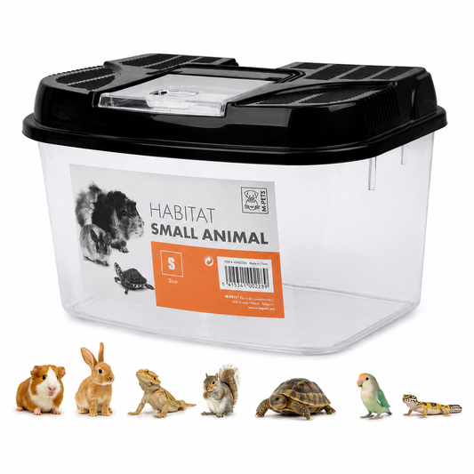 M-PETS Habitat Small Animal Carrier – Portable Travel Cage for Hamsters, Mice & Small Pets, Ventilated Lid, Lightweight Small Animal Transport Box