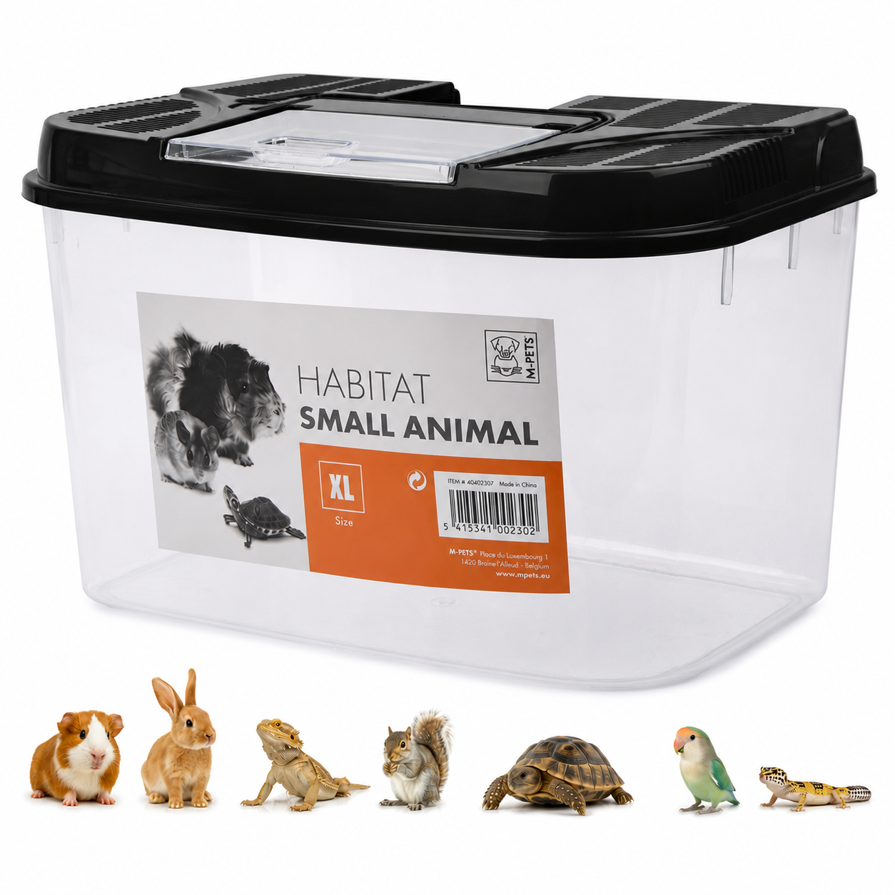 M-PETS Habitat Small Animal Carrier – Portable Travel Cage for Hamsters, Mice & Small Pets, Ventilated Lid, Lightweight Small Animal Transport Box